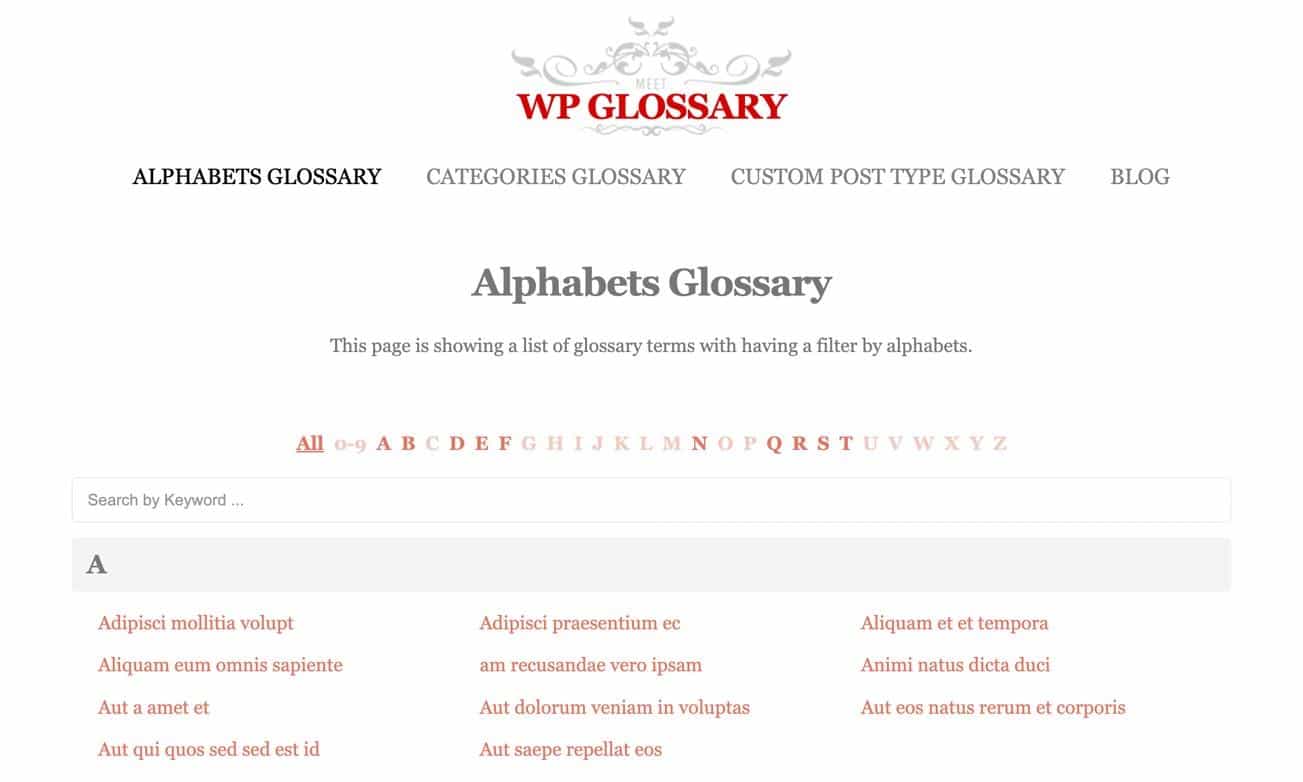 Banner del plugin WordPress per wiki WP Glossary WordPress