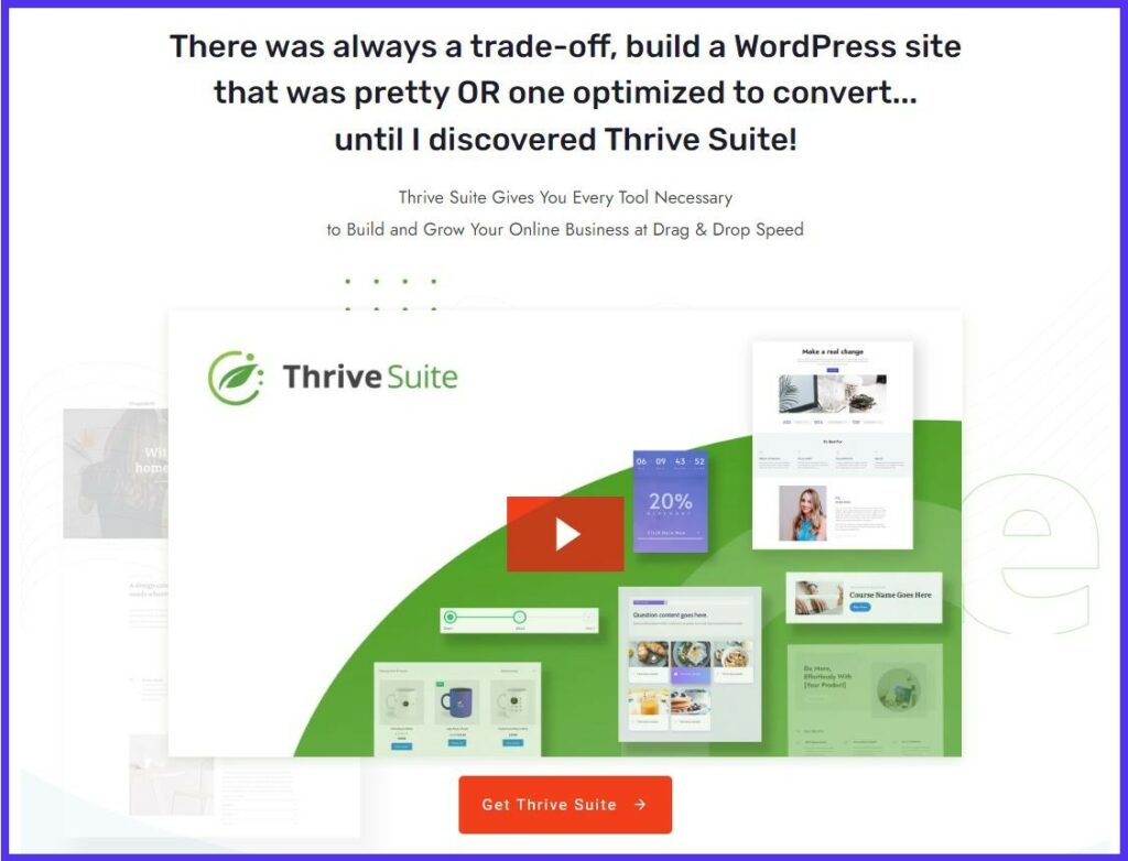 Captura de pantalla de la página de inicio de ThriveSuite