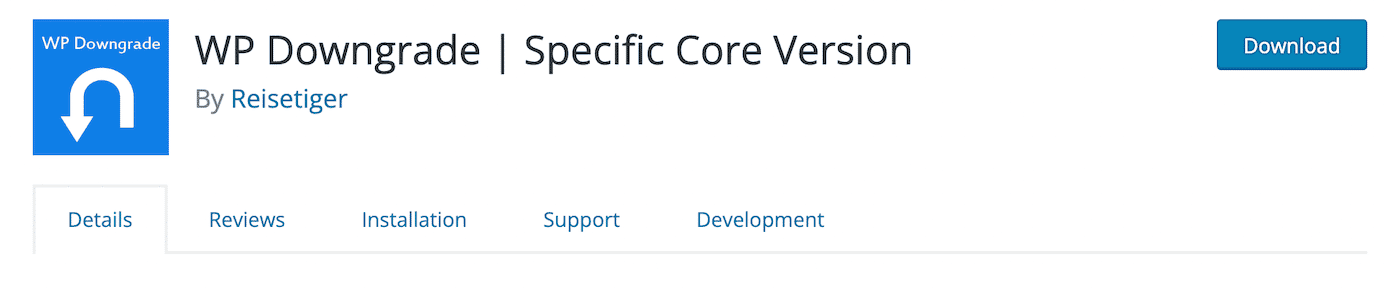 WP Downgrade plugin