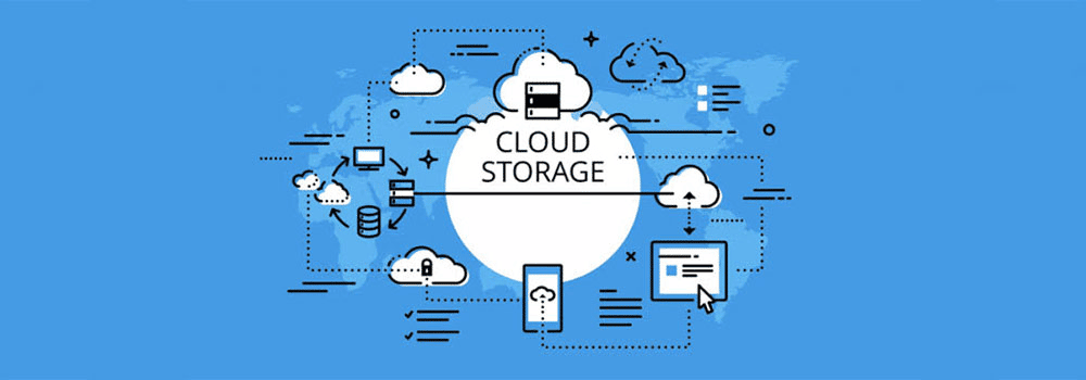 Ein Flussdiagramm von Cloud-Storage ohne Text, das Pfeile zeigt, die auf verschiedene Teile des Cloud-Storage-Prozesses verweisen.