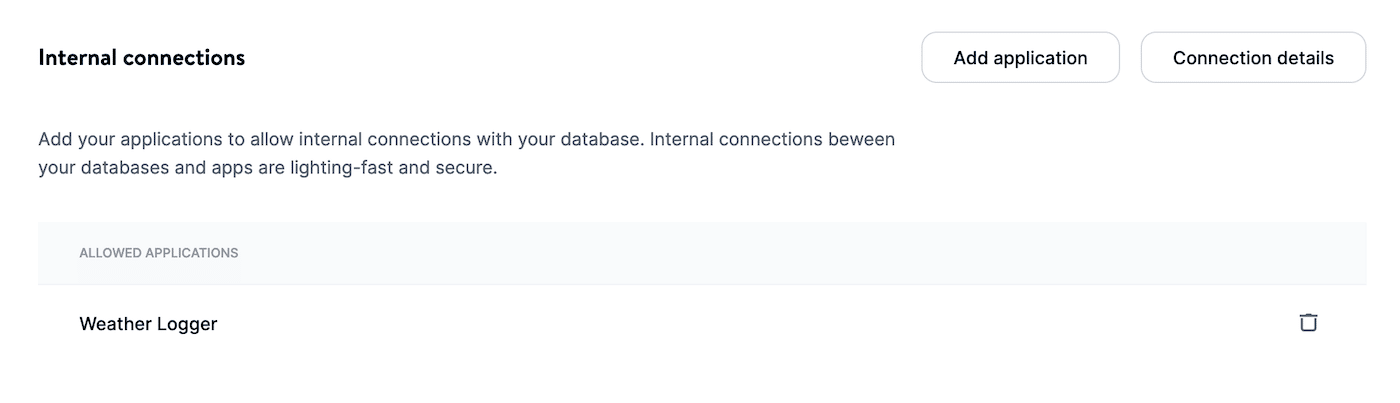 Connexions internes de la base de données