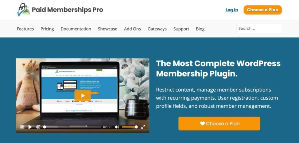 Banner del plugin Paid Memberships Pro.