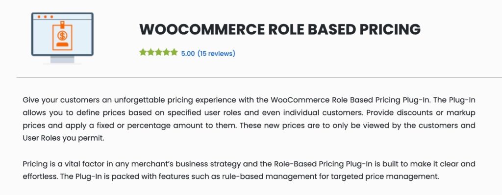 Plugin Role Based Pricing for WooCommerce.