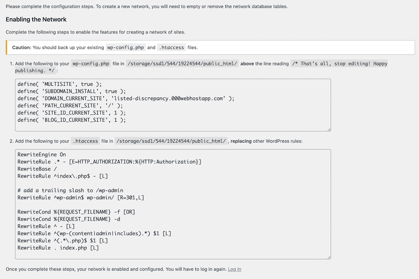 Instrucciones de codificación de WordPress multisitio