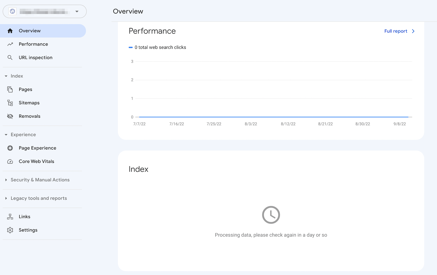 Relatório do Google Search Console Index