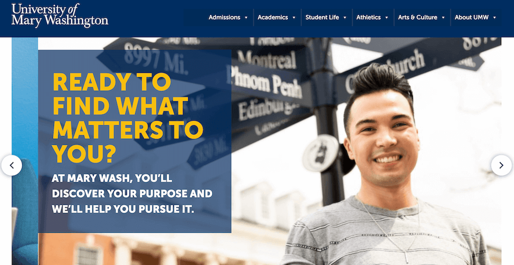 University of Mary Washington Multisite forside