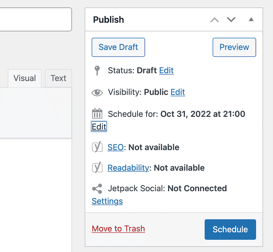 Then to schedule the post itself, click the Schedule button.