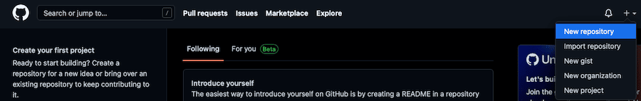 GitHubでリポジトリを作成する