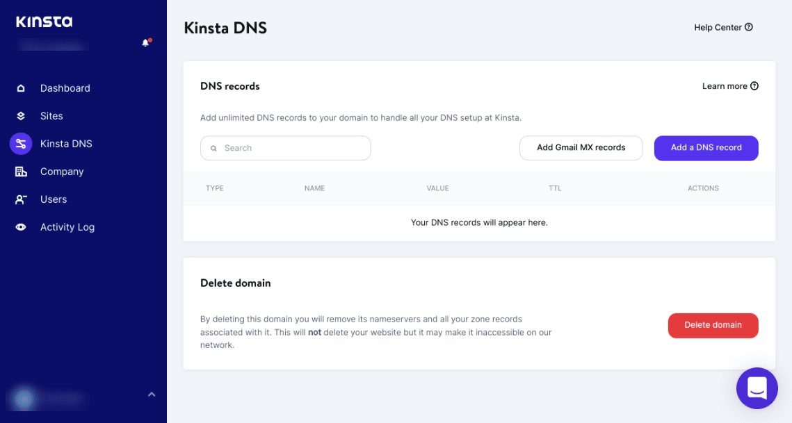 Easily find DNS records in MyKinsta