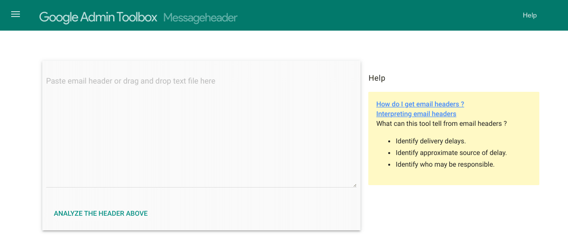 De tool Google Admin Toolbox Messageheader