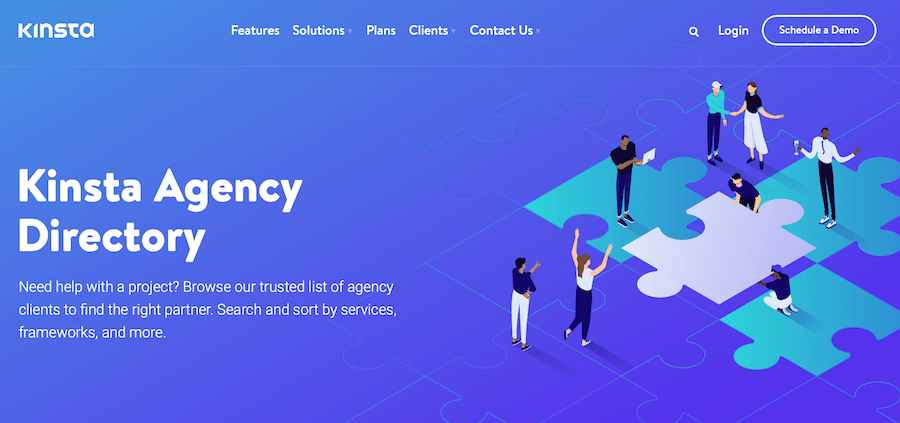 Kinsta Agency Directory-hjemmeside.