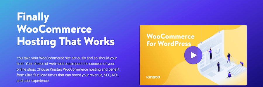 Schermata di una parte del sito di Kinsta dedicata all’hostin WooCommerce.