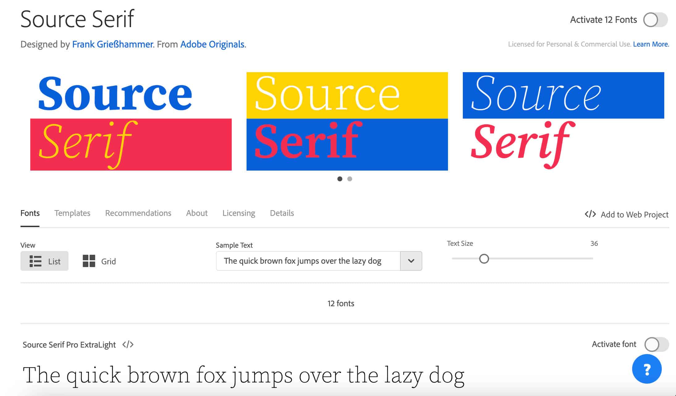 Anteprima di Source Serif Pro 