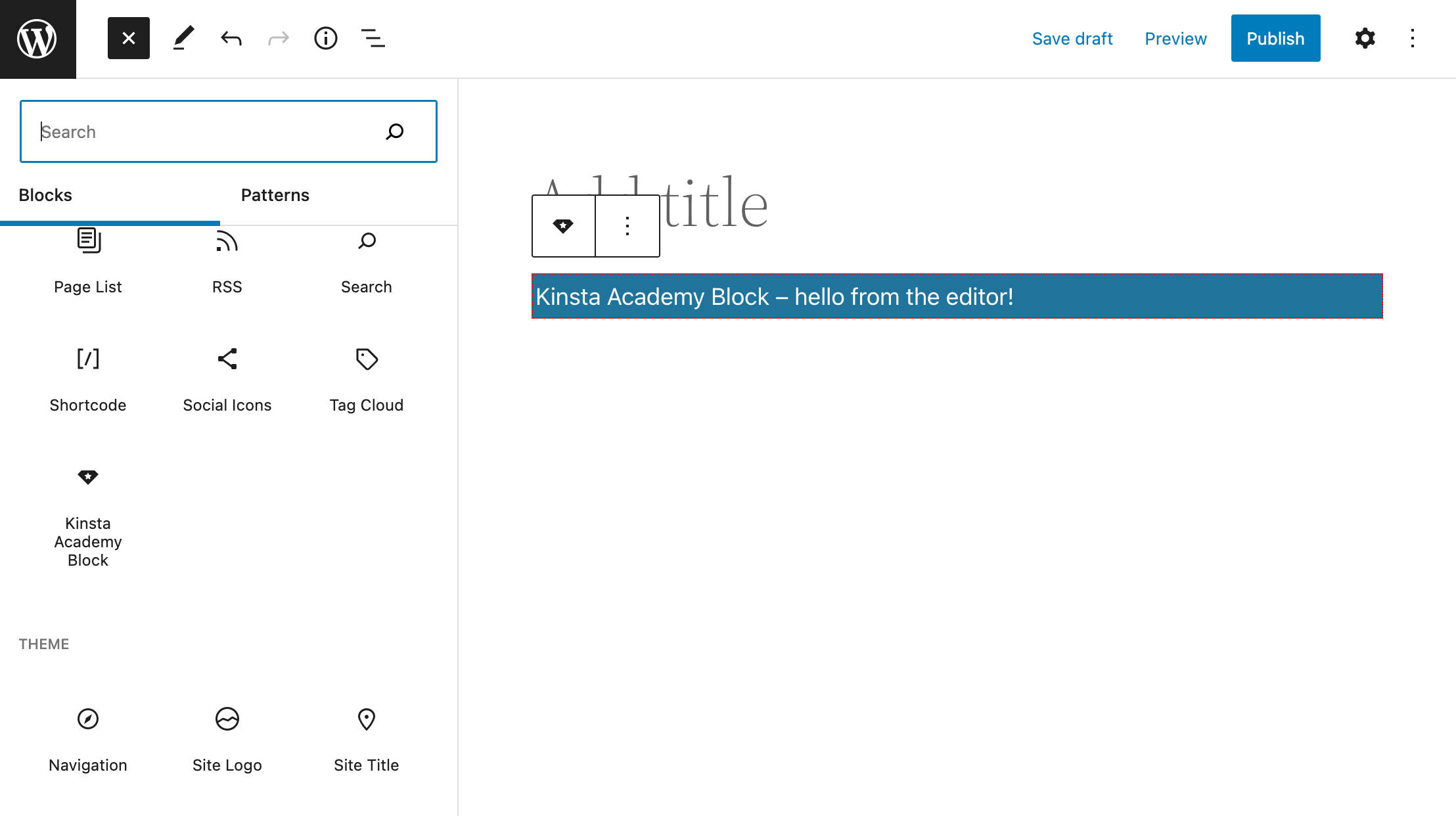 Un bloc de démarrage construit avec @wordpress/create-block.