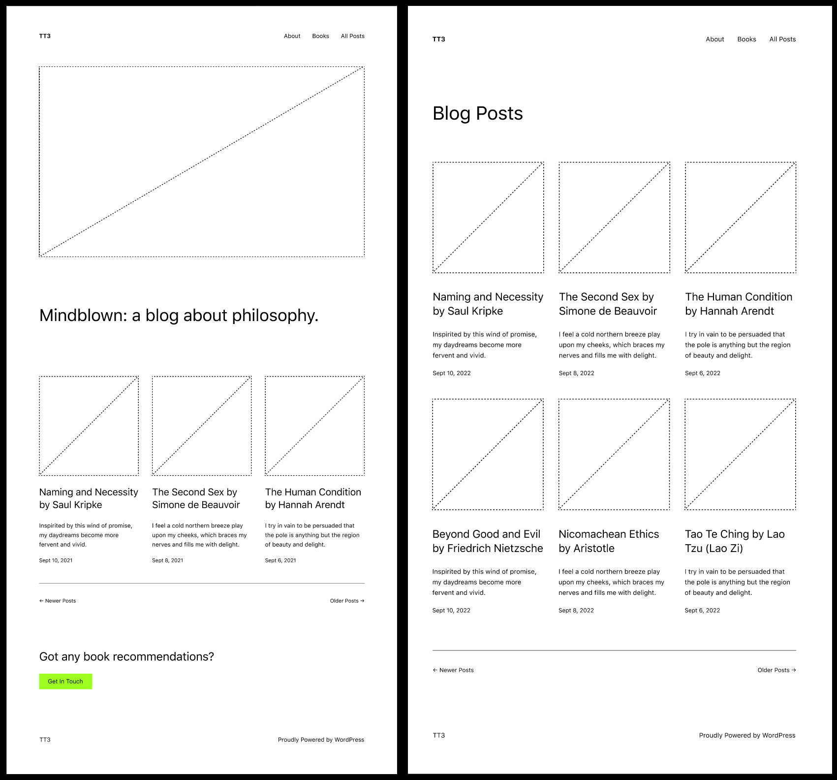 Home page compared to archive page in Twenty Twenty-Three