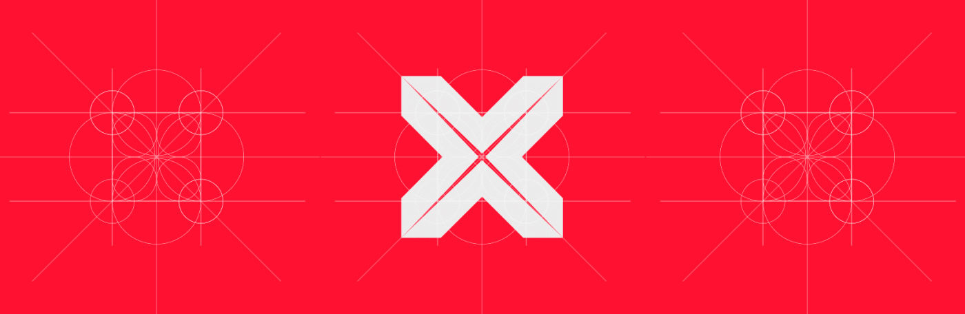 Viser en side, der nævner 'X' i midten med linjer, der bruges til at designe