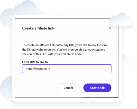 Screenshot of how to create an affiliate link