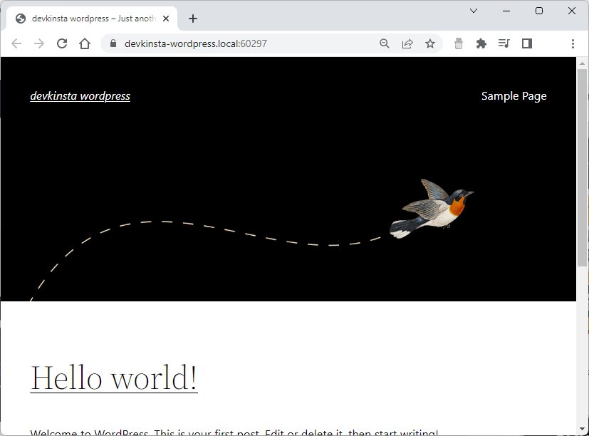 Hjemmesiden på dit lokale WordPress-websted.