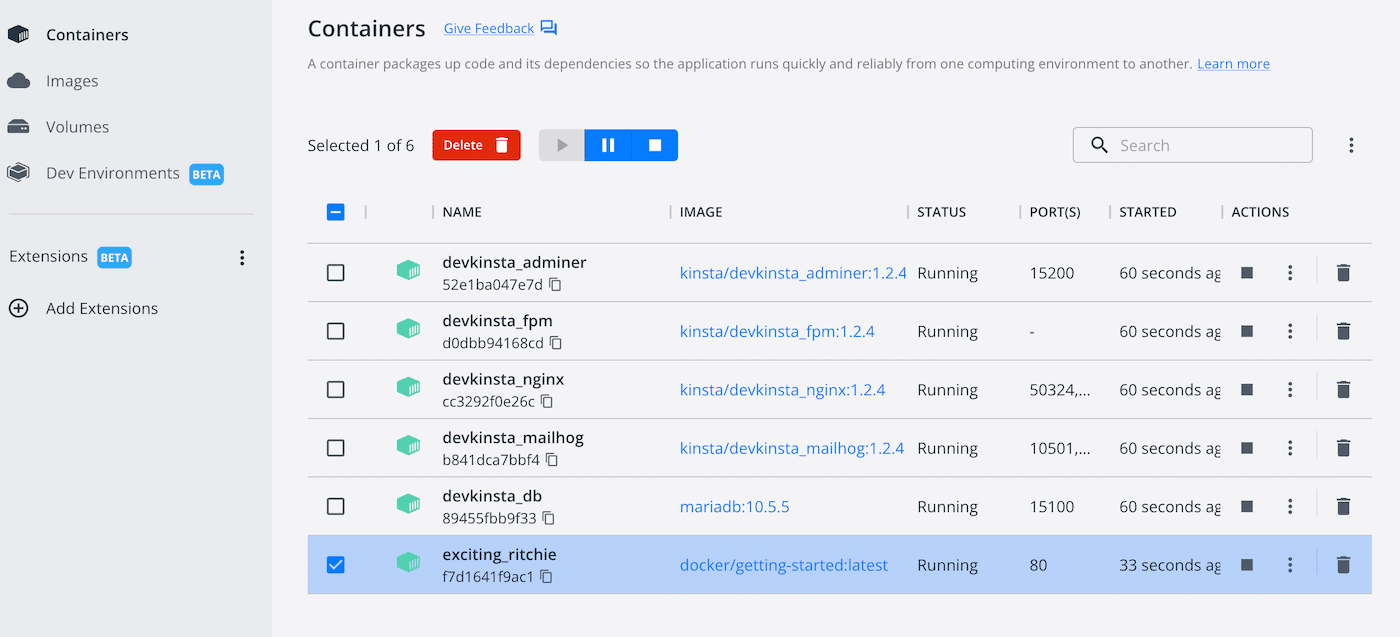 Genereer een nieuwe Docker container