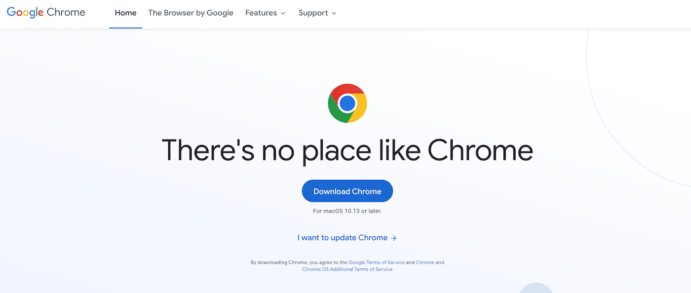 Descarga Google Chrome desde el sitio web