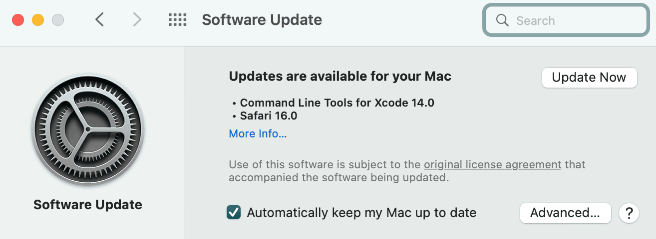 Mise à jour du logiciel Mac