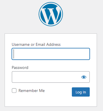 WordPress admin dashboard login skærm.