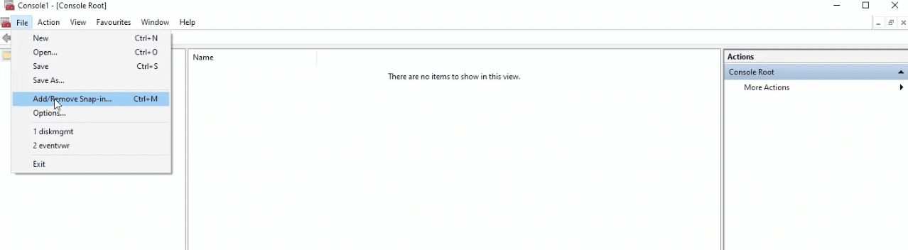 Using Microsoft Management Control to add or remove snap-in