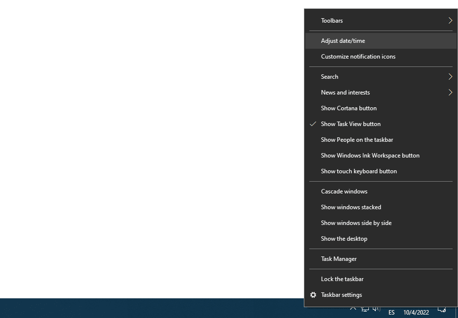 Een screenshot met de tijd- en datuminstellingen van Windows