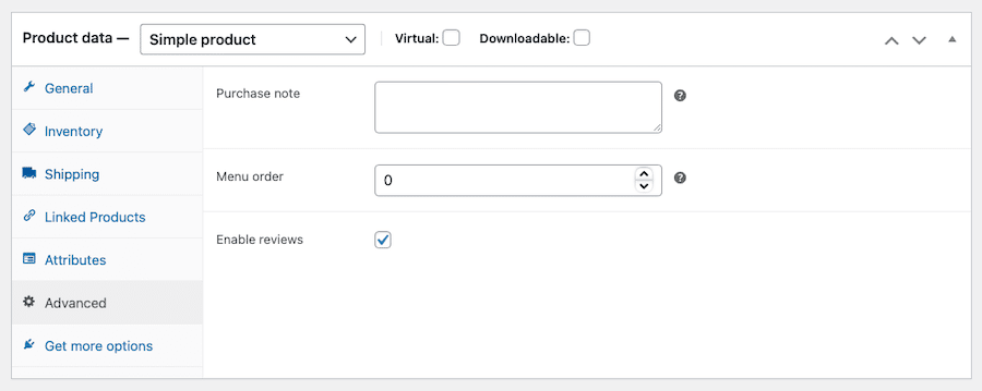 Configura las especificaciones avanzadas de tu producto, si procede.