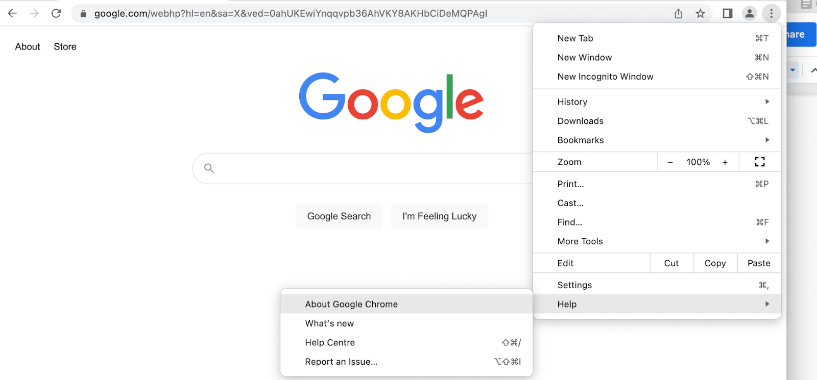 Verificando se o Google Chrome precisa de atualização.