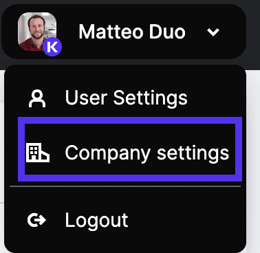 Access company settings in MyKinsta