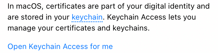 Schermta di apertura del keychain su Mac