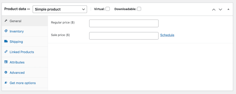 product data section