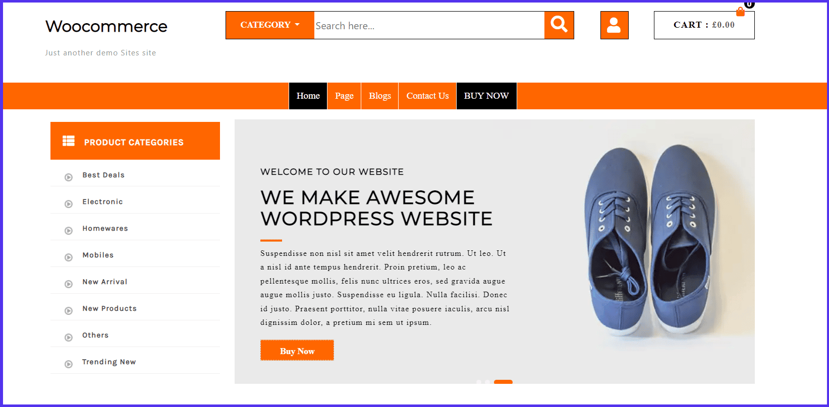 Screenshot van de website voor het affiliate WordPress thema Advance Ecommerce Store.