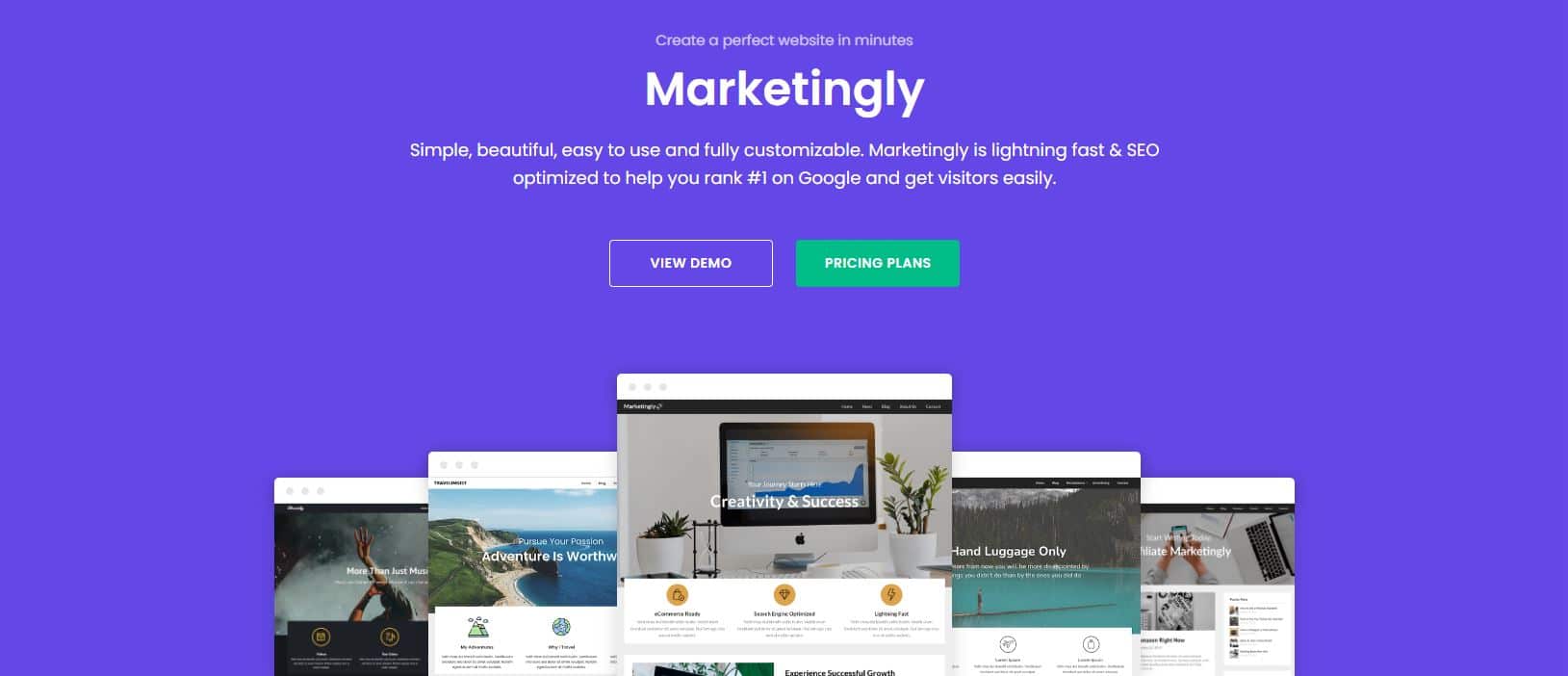 Screenshot der Website für das E-Commerce WordPress-Theme Marketingly