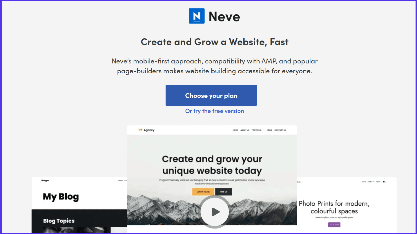 Neve’s hemsida (Källa: Themeisle)