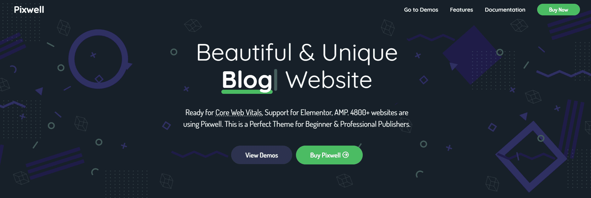 Skærmbillede af webstedet for Pixwell, et af de bedste affilierede WordPress-temaer.