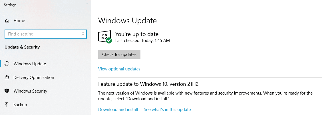 Perform a Windows update