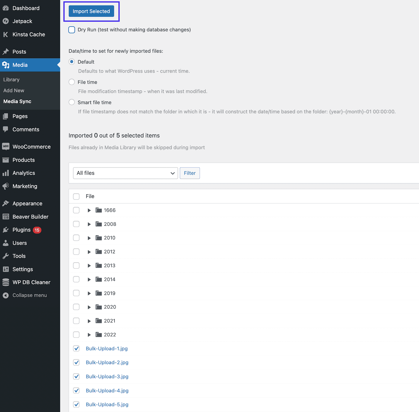 Bulk-Uploads in die Mediathek importieren