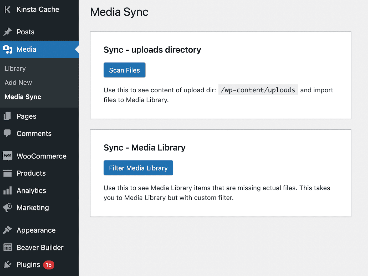 Exécuter le scanner Media Sync