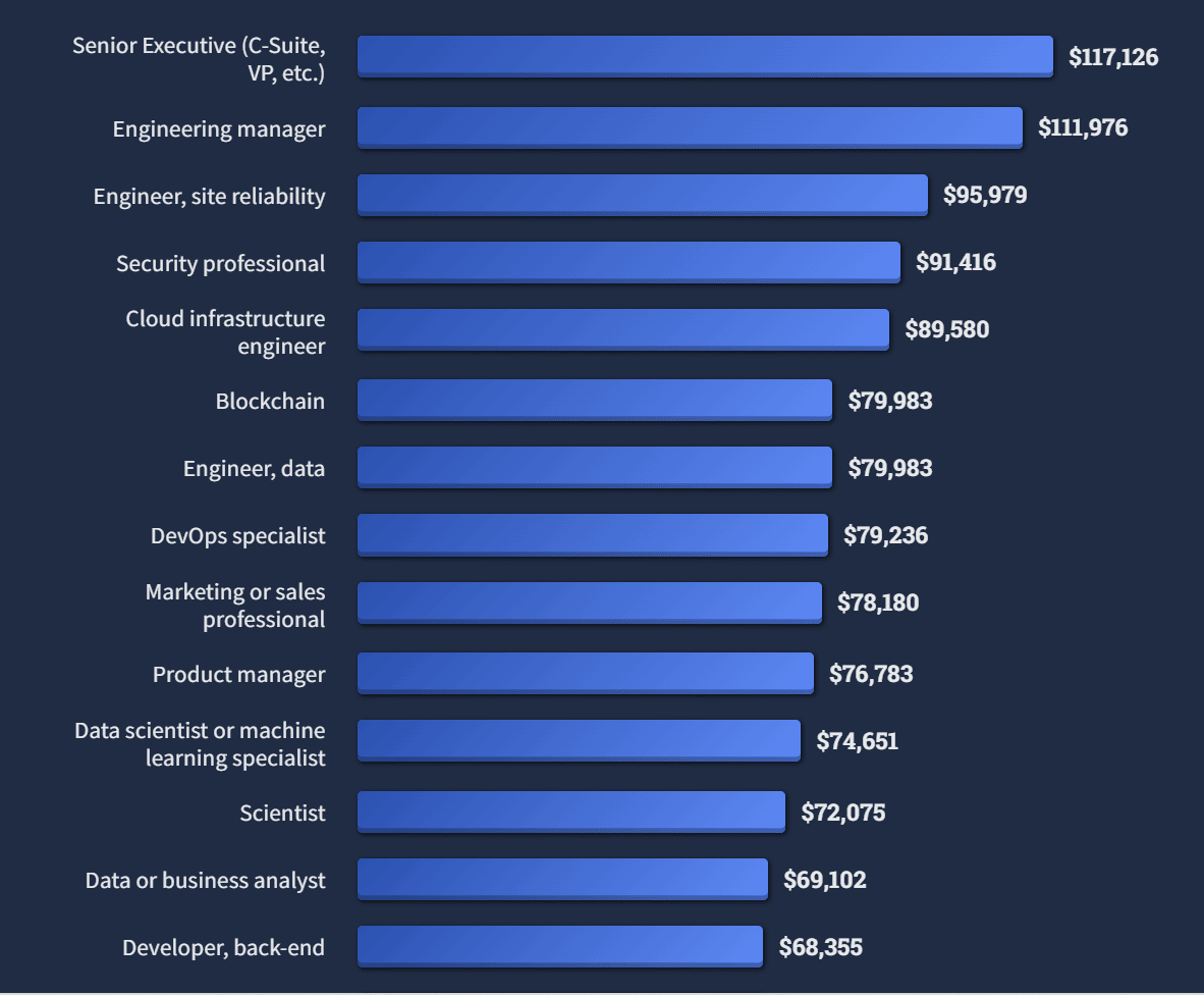 Uma imagem que mostra o salário médio dos programadores de software.