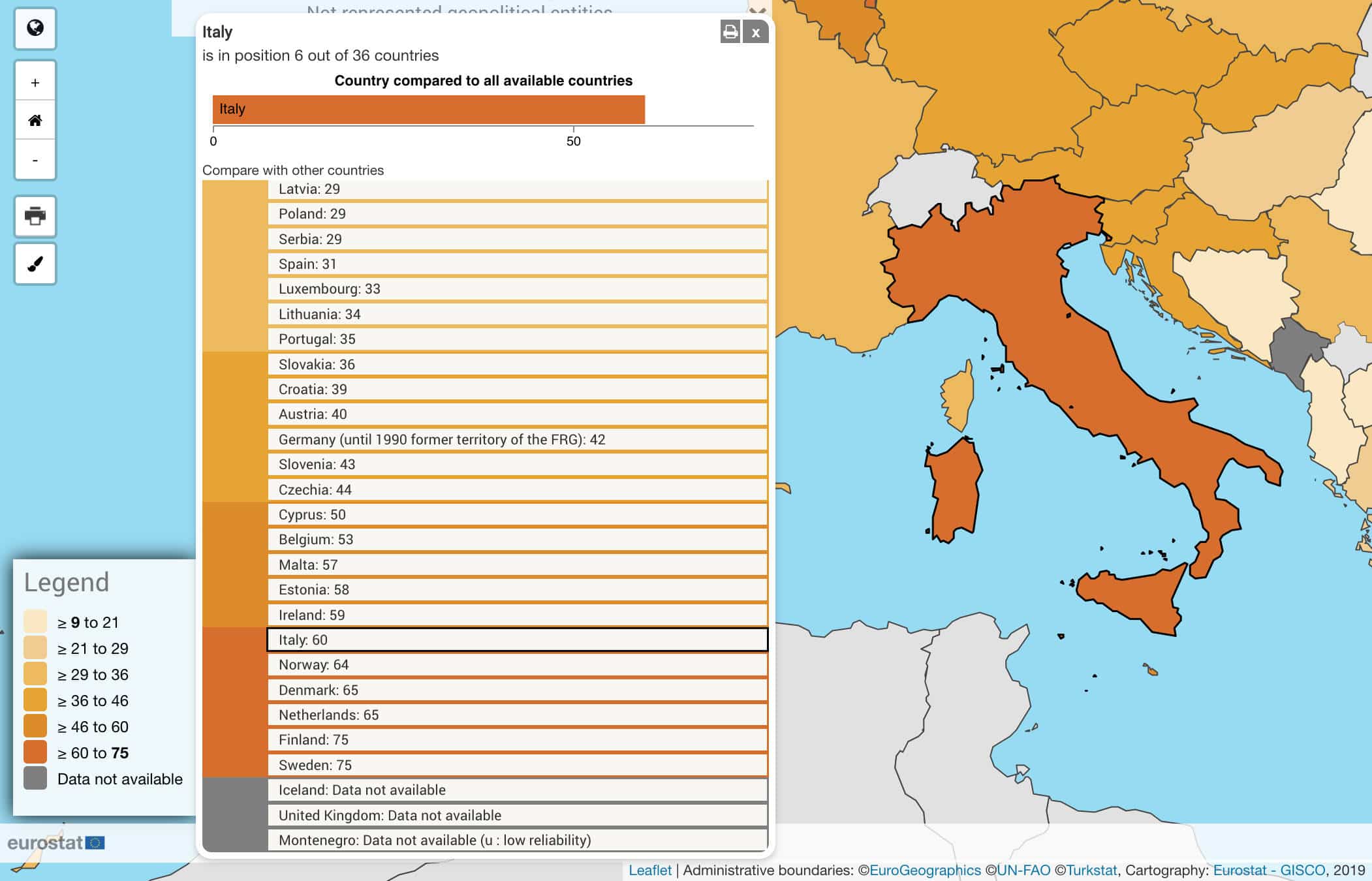 2021年のイタリアにおけるクラウドコンピューティングサービスの導入状況（画像出典: Eurostat）