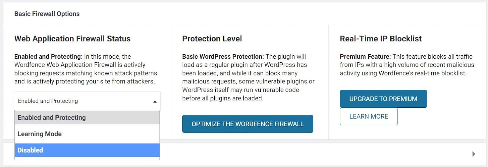 How to disable the Wordfence firewall in WordPress