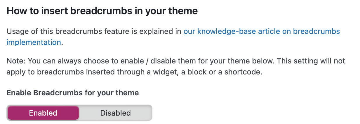 Enable breadcrumbs in Yoast SEO