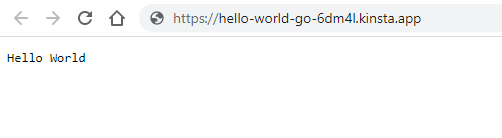 Go's Hello World-sida efter framgångsrik installation.