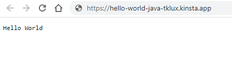 Java Hello World-sidan efter framgångsrik installation.