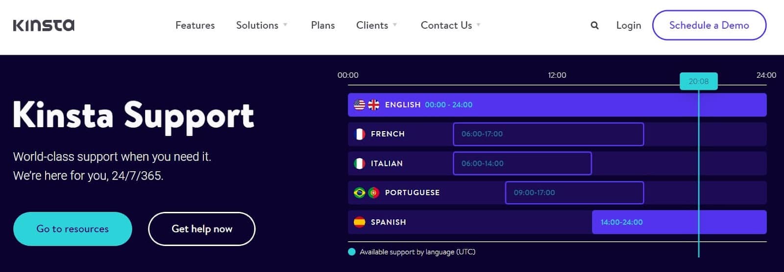 La pagina del supporto Kinsta