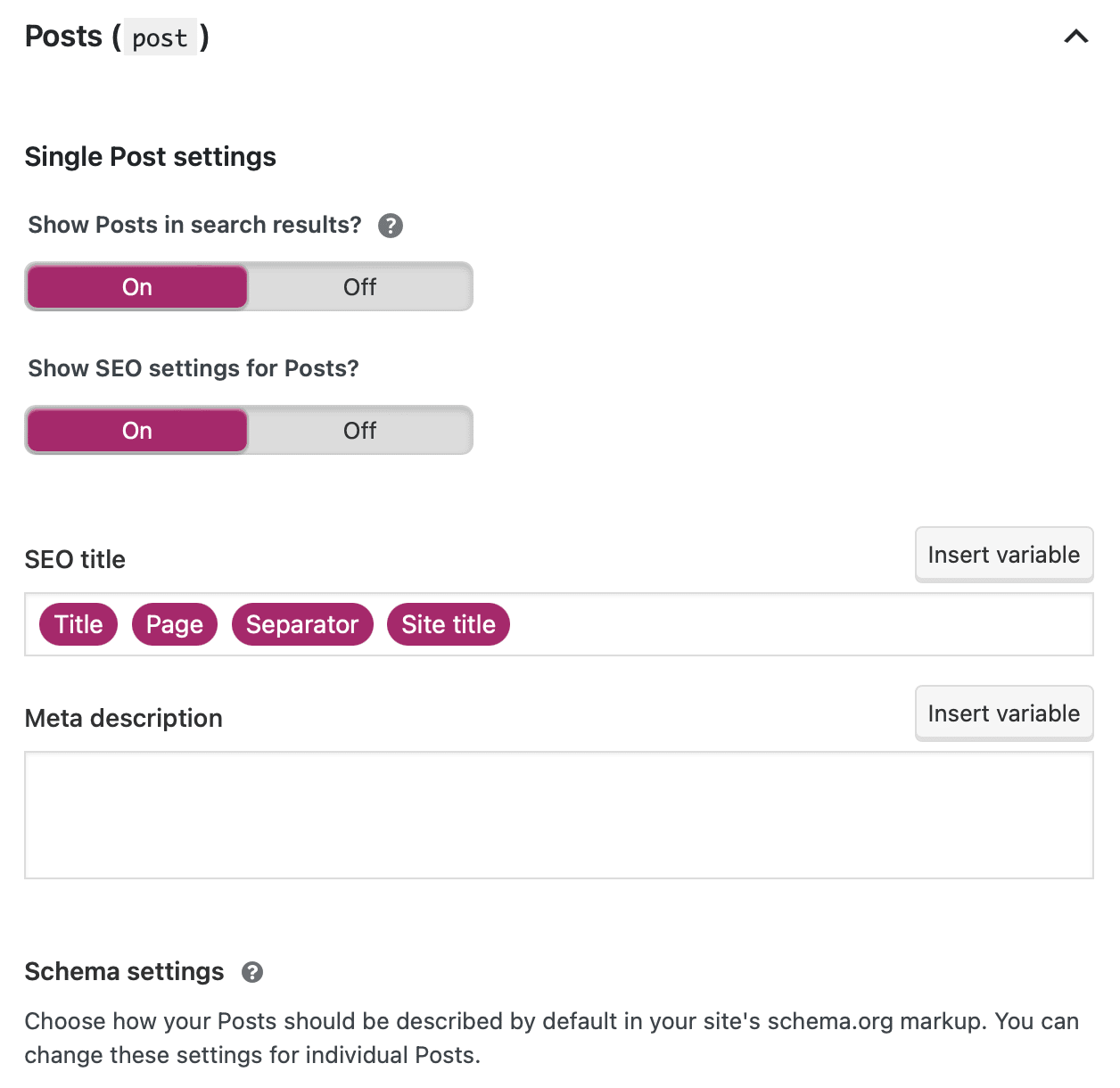 Yoast SEO Inhaltstypen