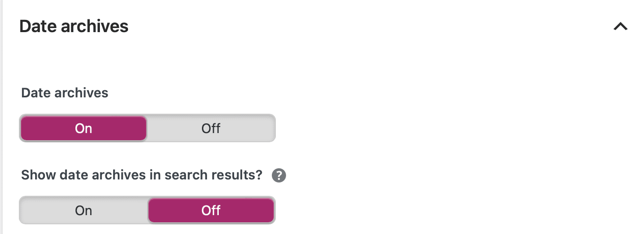 Scheda Archivi per data nella sezione Aspetto della Ricerca di Yoast