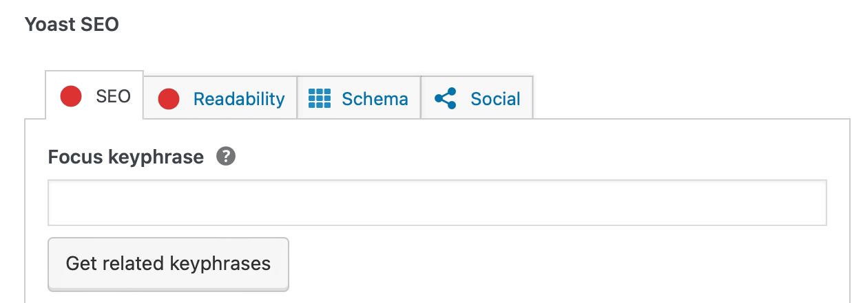Yoast SEO focus keyphrase section
